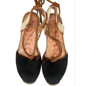 Musse & Cloud Suede Size 8 Lace Up Ankle Espadrille Sandals Black Resort thumbnail 5