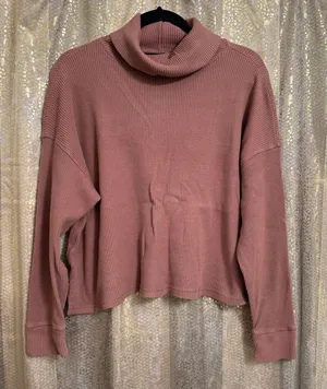 Abercrombie & Fitch‎ Cozy Waffle Sweater Cowl Neck Burnt Orange Large thumbnail 1