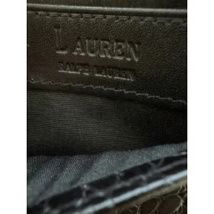 Ralph Lauren Black Croc Embossed Leather Bifold Wallet RL Logo Tab Closure thumbnail 9