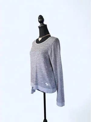 Vintage Y2K Abercrombie & Fitch Pearl Embellished Gray Sweatshirt size small thumbnail 6