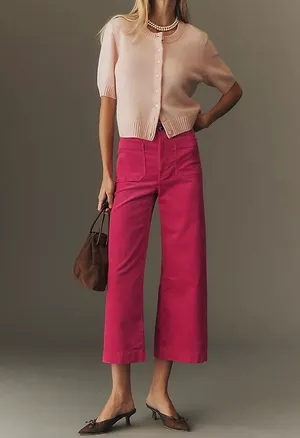 Anthropologie Maeve The Colette Corduroy Crop Wide-Leg Pants, Size 24 thumbnail 3