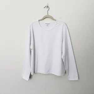 [Athleta] Bright White Supima Cotton Crew Neck Long Sleeve Essential Top Size XL thumbnail 3