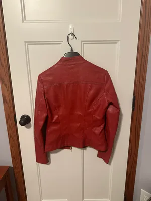 Red Faux Leather Jacket XS Extra Small thumbnail 2