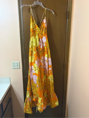Plenty by Tracy Reese Orange, Pink, & Yellow Floral Maxi Dress thumbnail 4