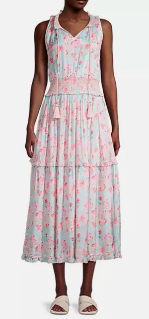 Roller Rabbit Amandine Frida Midi Dress Pink Tassels Smocked Waist Size XS NWOT thumbnail 1