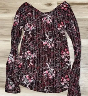 Free People Lightweight Pattern Long Sleeve Top Blouse Women’s Small thumbnail 1