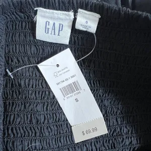 NWT Gap Smocked Bodice Textured Stripe Midi Dress Black Cottagecore Size S thumbnail 5