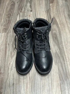 torrid Black Lace-Up Heeled Combat Boots thumbnail 4