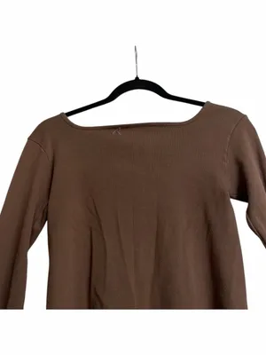 Brandy Melville Brown Ruched Long Sleeve Crop Top thumbnail 5