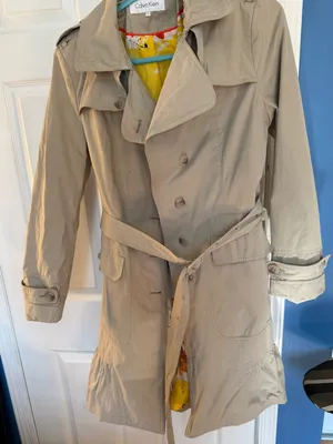 Calvin Klein Khaki Beige Trench Coat with Belt thumbnail 1