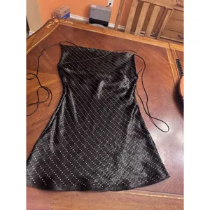Zara Satin Black Studded Slip Cowl Neck Dress Mini Open Back thumbnail 8