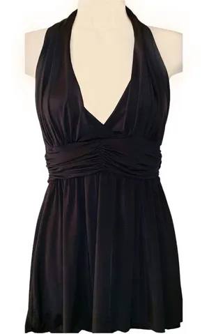 Forever 21 Black Shirred Tie Waist Halter Size M thumbnail 1