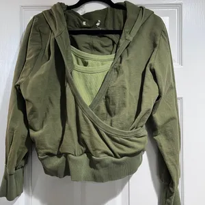 Free People Olive Green Women's Wrap Hoodie Tag Cut Out thumbnail 1