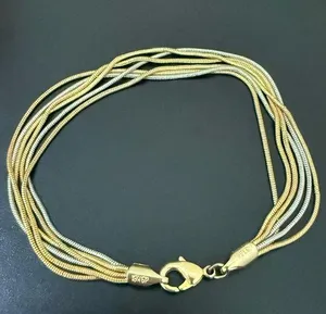 Vintage 18KGP 2-tone Gold & Silver Multi Strand Snake Chain 7.5” Bracelet 9g. thumbnail 1