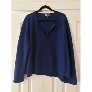 Pilcro Anthropologie Royal Blue 100% Cashmere V-Neck Sweater XL thumbnail 4