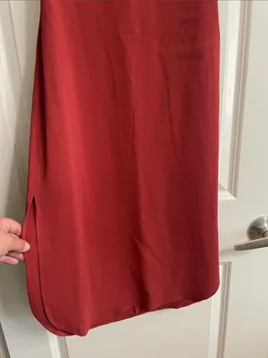 ALC Frank Size 2 Sleeveless Shift Dress Cut Out Back Brick Color Midi Slit thumbnail 3