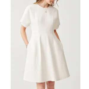 COS Puff Sleeve Organic Cotton Denim Mini Dress, White, 12 (US) thumbnail 2