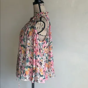 The Korner Floral Sleeveless Ruffle Collar Blouse Size Small NWT thumbnail 6