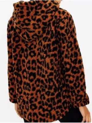 LOFT leopard print sherpa hoodie thumbnail 3