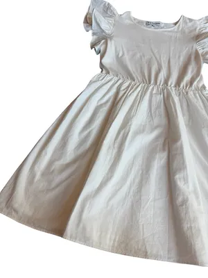 En Saison White A-Line Dress Flowy Sleeves Cotton Blend Stretch Size Medium thumbnail 6