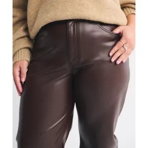 Abercrombie 90s Straight Vegan Leather Pants Womens 4 Red Brown Ultra High Rise thumbnail 4