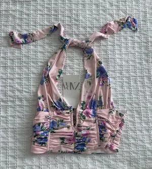 ZARA - Mini halter top with flowers NWT thumbnail 1