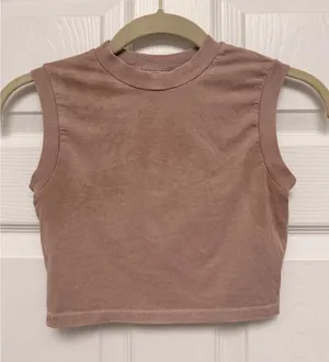 Skims Cotton Jersey Muscle Tank Crop Top‎ Mauve Pink XXS Sleeveless Crew Neck thumbnail 1