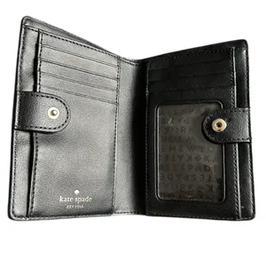 Kate Spade Striped Leather Bifold Wallet in Pink, Black and White thumbnail 3