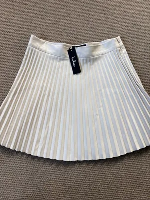 NWT Lulus Better Luck Next Time Pleated Vegan Leather Beige Size Large thumbnail 5