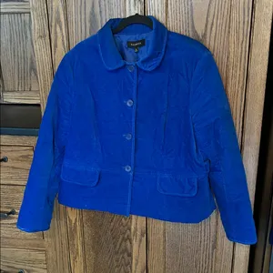 Talbots Quilted Velvet Blazer Jacket Royal Blue Button Holiday Office women’s 16 thumbnail 1