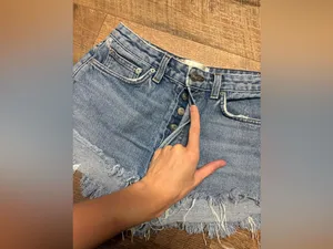 Reformation Button Fly Cut Off Jean Denim Shorts Size 27 thumbnail 2