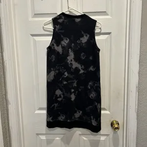 Nike Women Tie Dye Sleeveless Sweatshirt Dress Pouch Pocket Black Gray Small‎ thumbnail 5