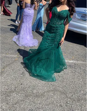 Emerald Green Pageant Prom Gown thumbnail 3