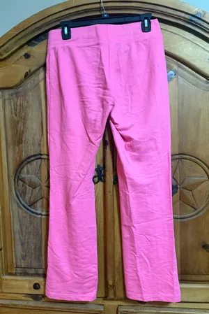 Pink wide leg low rise cotton pants #cottonlove thumbnail 2