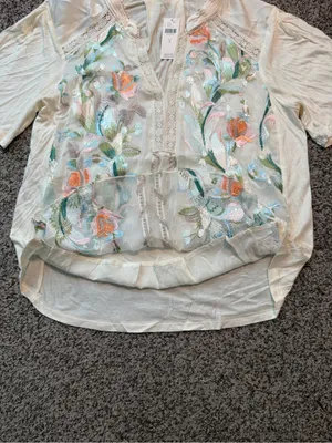 Anthropologie TINY Eliana Embroidered Floral Top Ivory Small NWT thumbnail 9