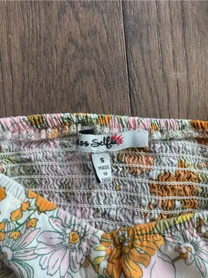 Floral Puff-Sleeve Crop Top - Orange & Pink thumbnail 5