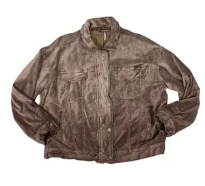 Free People Velvet Trucker Jacket - Mauve - XS/S thumbnail 1
