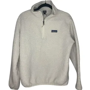 Patagonia Quarter Zip Sherpa Fleece Pullover Women Medium Off White Warm Hiking thumbnail 1
