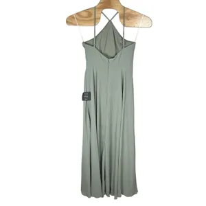 NEW Lulus Absolutely Breathtaking Maxi Dress Large Sage Brush Halter Bridesmaid thumbnail 4