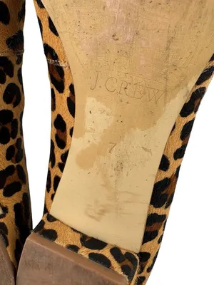 J. Crew Lily Flats Womens Size 7 Leopard Print Calf Hair Low Heel Acadamia thumbnail 11