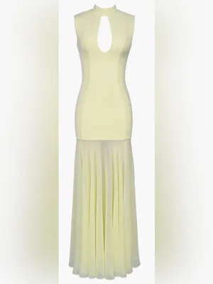 NEW HOUSE OF CB Raphaella Sleeveless Stretch Crepe Yellow butter Gown sz XS thumbnail 4