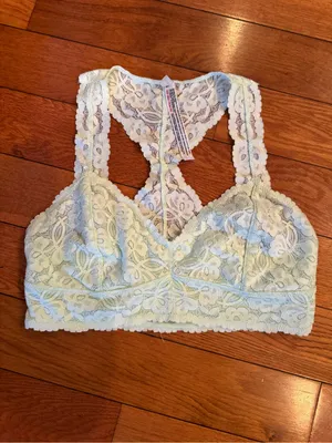 Free People Intimately Galloon Lace Racerback Bralette - Mint Green M NWOT thumbnail 2