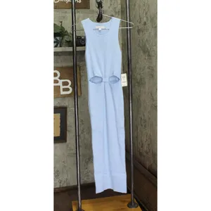 NWT And Now This Womens Cutout Rib Knit Midi Dress Light Blue S thumbnail 2