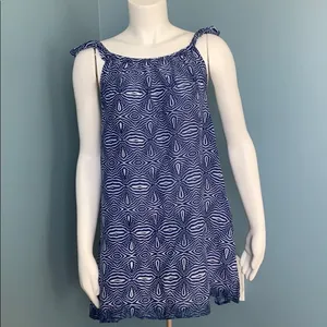 Minkpink wild catch blue & white geometric print tunic swim coverup medium thumbnail 5
