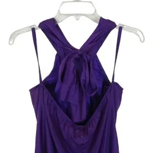 NWT Industry Womens Size Large 100% Silk Royal Purple Halter Neck Mini Dress NEW thumbnail 4