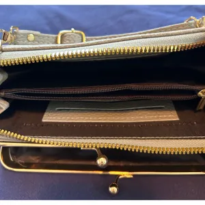Forever Lonny Floral Embroidered Crossbody Wallet Bag Grey with Gold Hardware thumbnail 9