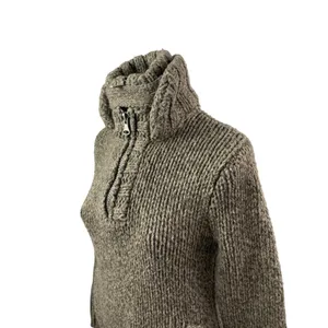 Superdry Co Women's Green Ribbed Knit Stand Collar 1/4 Zip Sweater Top Size S thumbnail 3