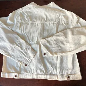 Utility Band Collar‎ Jacket Women One Size Cream New Minimalist Button Up Shirt thumbnail 5