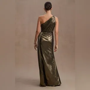 Mac Duggal 26537 Womens Draped One Shoulder Grecian Metallic Gown Dress thumbnail 3