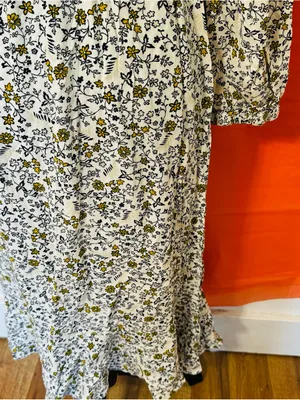 SD Collection Cream Floral Midi Dress with Olive Accents thumbnail 5
